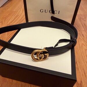 Gucci GG Marmont thin belt black